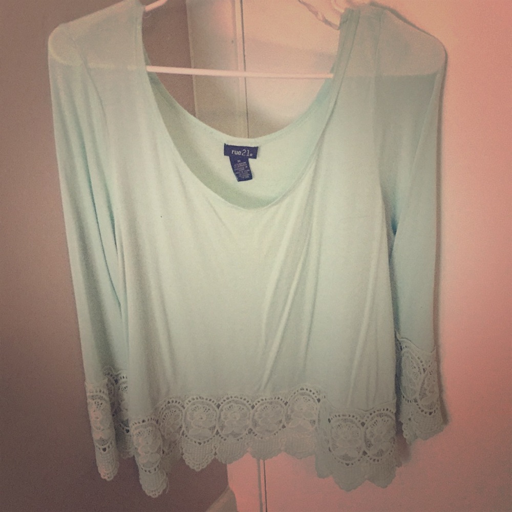 Sea foam green lace top